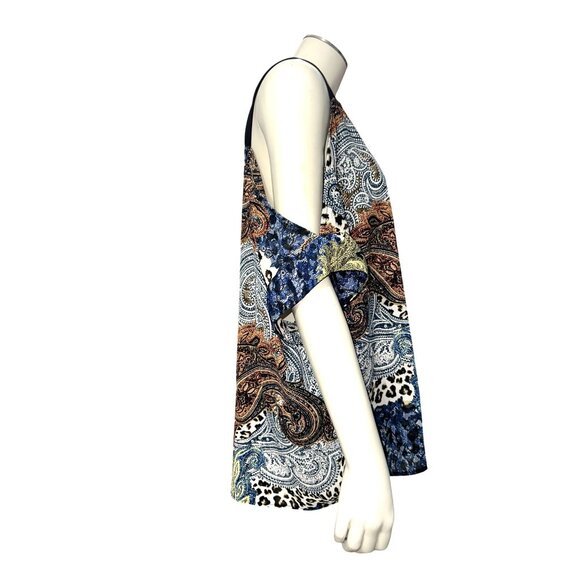 7Th Avenue Design Studio Large Cold Shoulder Tunic Top Paisley Animal Print Chic - Picture 7 of 13